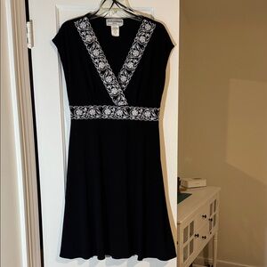 Black V neck/ surplice dress  with embroidered details from Jessica Howard, 10P